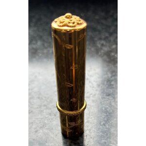 Vintage Revlon Gold Tone Lipstick Holder Revlon 501 Embellished On Lid Floral